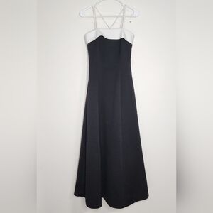 black and white tea party dress Berylove Women Off The Shoulder Formal Dress with Slit A Line Polka Dot Black White Party Dress, Black White Dot / US6 main image 1